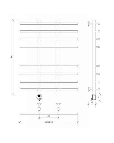 Полотенцесушитель электрический 870х500 ТЭН левый Secado Турин 4 4603759404172