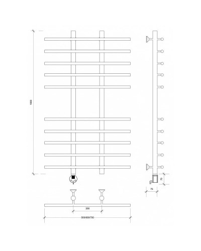 Полотенцесушитель электрический 1070х500 ТЭН левый Secado Турин 4 4603759404196