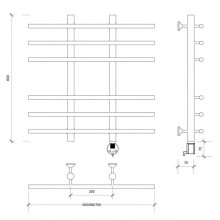 Полотенцесушитель электрический 670х700 ТЭН правый Secado Турин 4 4603777455811