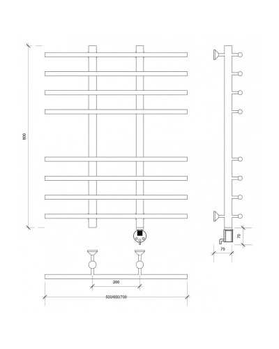Полотенцесушитель электрический 870х600 ТЭН правый Secado Турин 4 4603777455835
