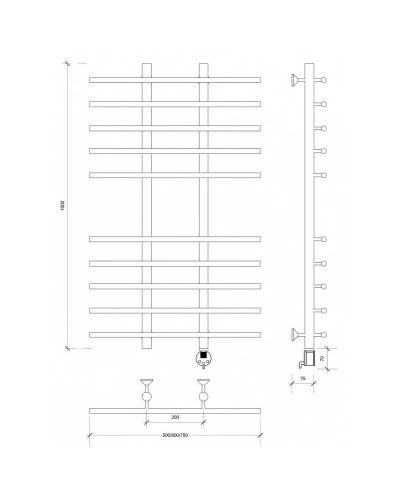 Полотенцесушитель электрический 1070х500 ТЭН правый Secado Турин 4 4603777440220