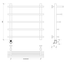 Полотенцесушитель электрический 670х600 ТЭН левый Secado Турин 6 4603759407470