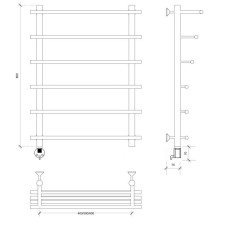 Полотенцесушитель электрический 870х600 ТЭН левый Secado Турин 6 4603759404257
