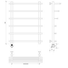 Полотенцесушитель электрический 870х700 ТЭН левый Secado Турин 6 4603777456146