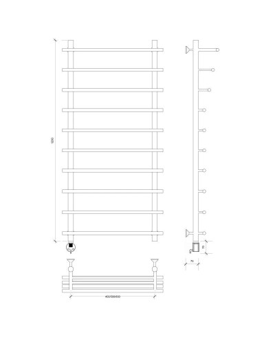 Полотенцесушитель электрический 1270х600 ТЭН левый Secado Турин 6 4603759407494