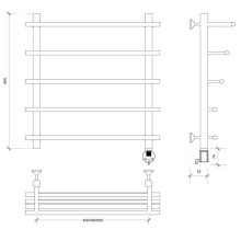 Полотенцесушитель электрический 670х600 ТЭН правый Secado Турин 6 4603777440299