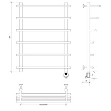 Полотенцесушитель электрический 870х500 ТЭН правый Secado Турин 6 4603777456139