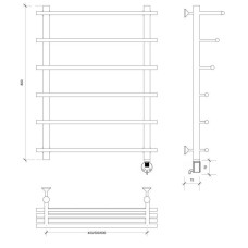 Полотенцесушитель электрический 870х700 ТЭН правый Secado Турин 6 4603777456153