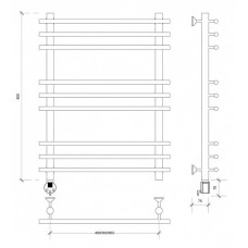Полотенцесушитель электрический 870х700 ТЭН левый Secado Турин Плюс 4603777456320