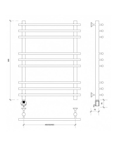 Полотенцесушитель электрический 870х700 ТЭН левый Secado Турин Плюс 4603777456320