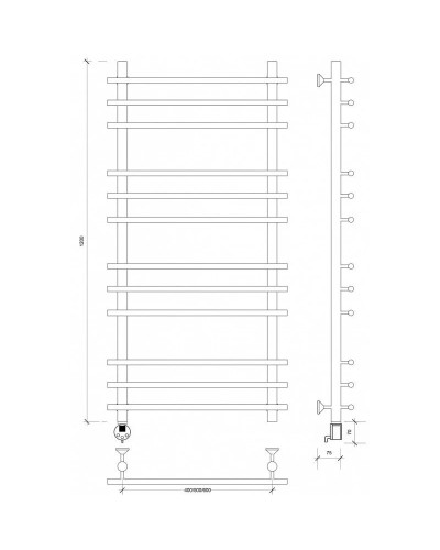 Полотенцесушитель электрический 1270х600 ТЭН левый Secado Турин Плюс 4603759407531