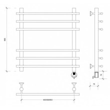 Полотенцесушитель электрический 670х500 ТЭН правый Secado Турин Плюс 4603777456276