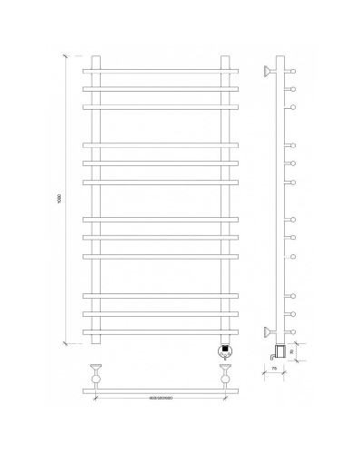 Полотенцесушитель электрический 1070х500 ТЭН правый Secado Турин Плюс 4603777456351