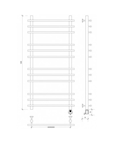 Полотенцесушитель электрический 1270х600 ТЭН правый Secado Турин Плюс 4603777440367