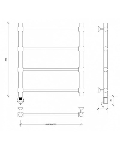 Полотенцесушитель электрический 670х432 ТЭН левый Secado Флоренция 2 4603759407630