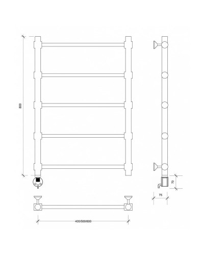 Полотенцесушитель электрический 870х632 ТЭН левый Secado Флоренция 2 4603759404479