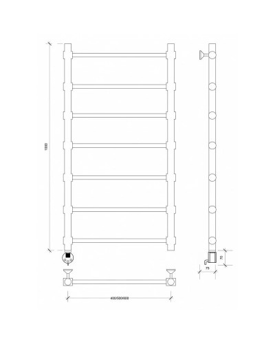 Полотенцесушитель электрический 1070х432 ТЭН левый Secado Флоренция 2 4603759404493
