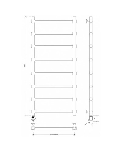 Полотенцесушитель электрический 1270х632 ТЭН левый Secado Флоренция 2 4603759404578