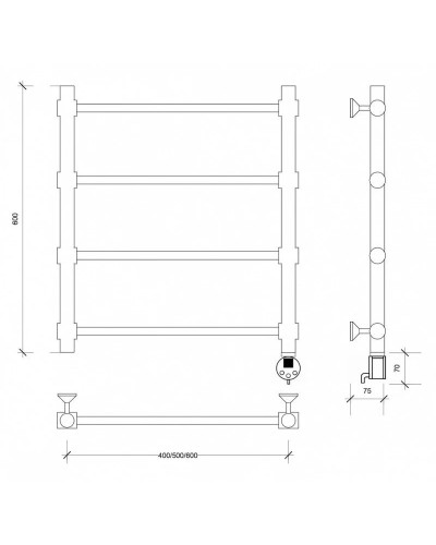 Полотенцесушитель электрический 670х432 ТЭН правый Secado Флоренция 2 4603777440466