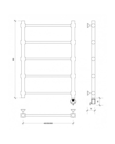 Полотенцесушитель электрический 870х632 ТЭН правый Secado Флоренция 2 4603777440510