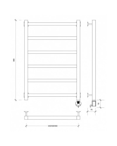 Полотенцесушитель электрический 870х530 ТЭН правый Secado Корато 1 4603777441593
