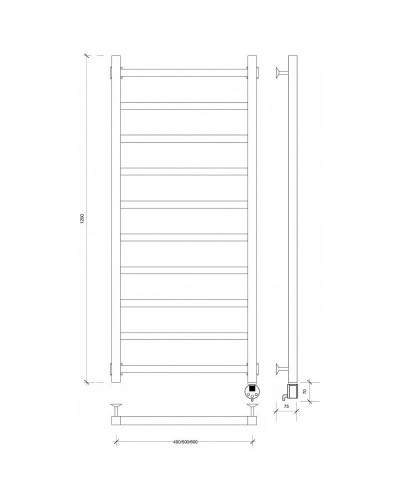 Полотенцесушитель электрический 1270х630 ТЭН правый Secado Корато 1 4603777441739