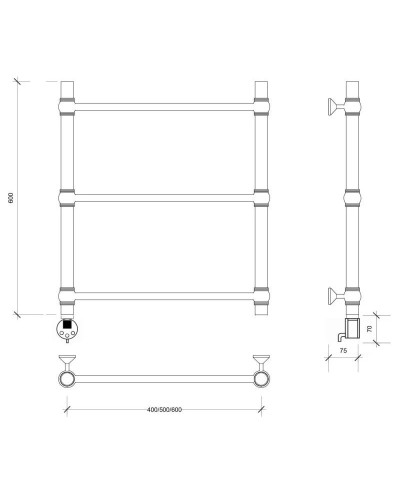 Полотенцесушитель электрический 670х532 ТЭН левый Secado Флоренция 1 4603759407555