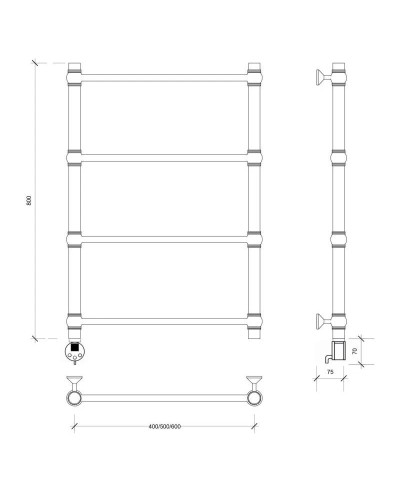 Полотенцесушитель электрический 870х432 ТЭН левый Secado Флоренция 1 4603759404370