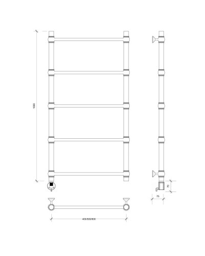 Полотенцесушитель электрический 1070х532 ТЭН левый Secado Флоренция 1 4603759402130