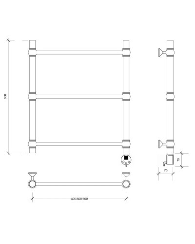 Полотенцесушитель электрический 670х632 ТЭН правый Secado Флоренция 1 4603777440398