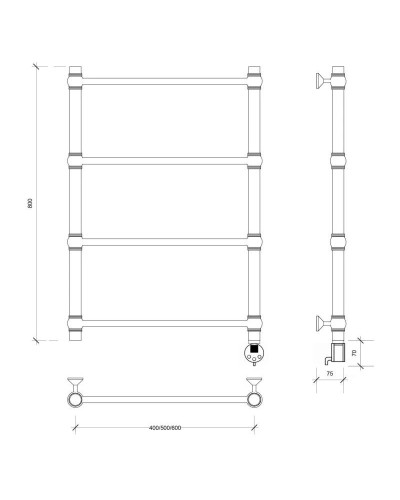Полотенцесушитель электрический 870х532 ТЭН правый Secado Флоренция 1 4603777440411