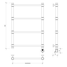 Полотенцесушитель электрический 870х632 ТЭН правый Secado Флоренция 1 4603777440428