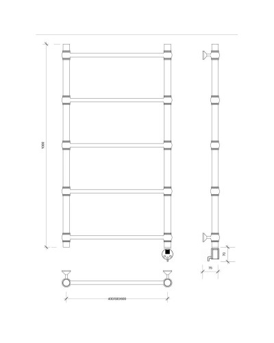 Полотенцесушитель электрический 1070х432 ТЭН правый Secado Флоренция 1 4603777440435