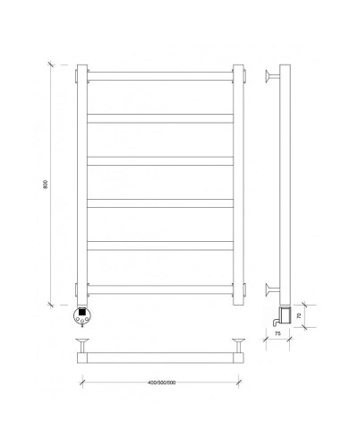 Полотенцесушитель электрический 870х430 ТЭН левый Secado Корато 1 4603777479398