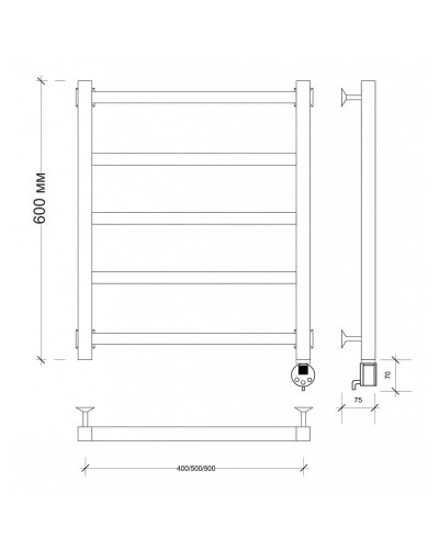 Полотенцесушитель электрический 670х530 ТЭН правый Secado Корато 1 4603777470982