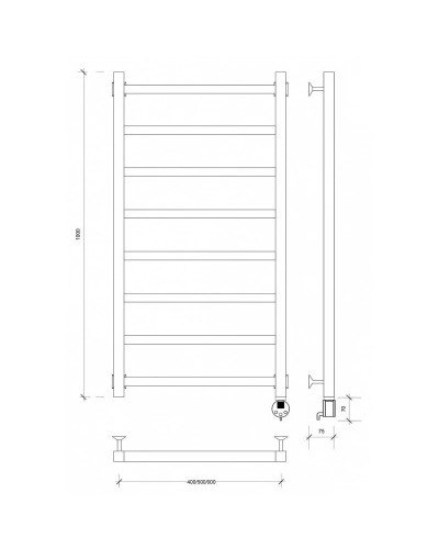 Полотенцесушитель электрический 1070х630 ТЭН правый Secado Корато 1 4603777479503