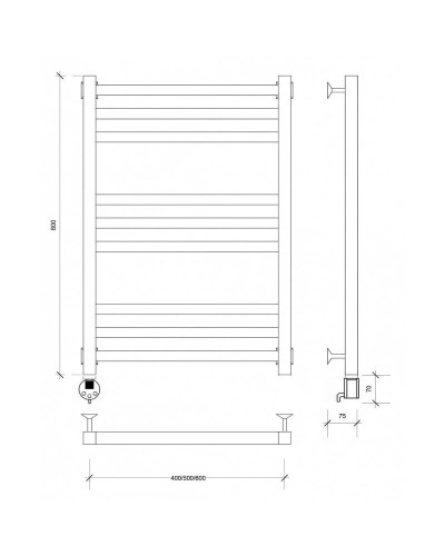 Полотенцесушитель электрический 870х430 ТЭН левый Secado Корато 3 4603777441746