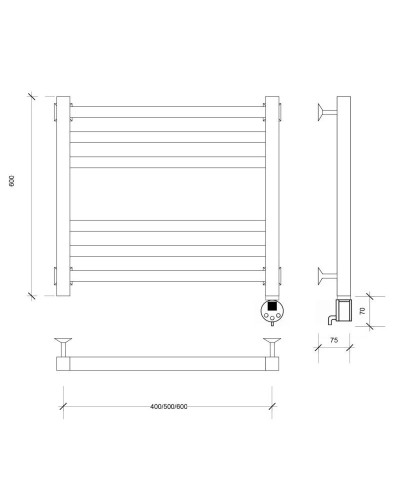 Полотенцесушитель электрический 670х630 ТЭН правый Secado Корато 3 4603777472528