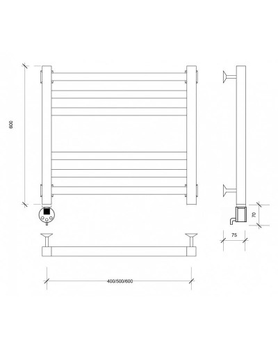 Полотенцесушитель электрический 670х630 ТЭН левый Secado Корато 3 4603777472580