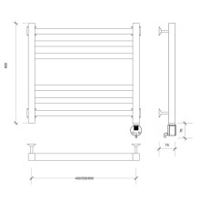 Полотенцесушитель электрический 670х430 ТЭН правый Secado Корато 3 4603777472597