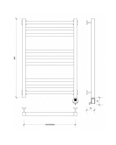 Полотенцесушитель электрический 870х630 ТЭН правый Secado Корато 3 4603777442095