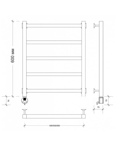 Полотенцесушитель электрический 670х430 ТЭН левый Secado Корсико 1 4603777472658