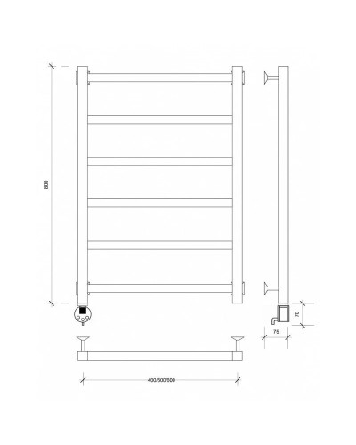 Полотенцесушитель электрический 870х530 ТЭН левый Secado Корсико 1 4603777441906