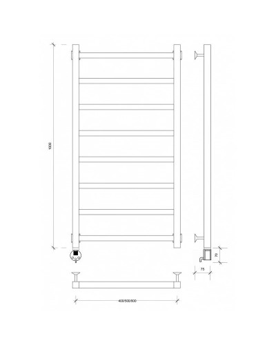 Полотенцесушитель электрический 1070х630 ТЭН левый Secado Корсико 1 4603777441982