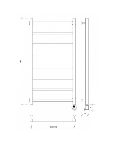 Полотенцесушитель электрический 1070х530 ТЭН правый Secado Корсико 1 4603777441975