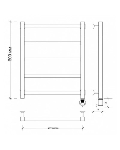 Полотенцесушитель электрический 670х530 ТЭН правый Secado Корсико 1 4603777472788