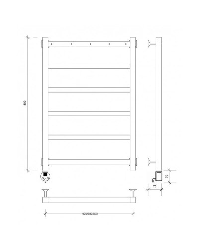 Полотенцесушитель электрический 870х630 ТЭН левый Secado Корсико 1К 4603777472962
