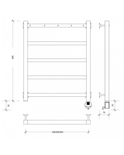 Полотенцесушитель электрический 670х430 ТЭН правый Secado Корсико 1К 4603777473037
