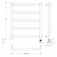 Полотенцесушитель электрический 670х530 ТЭН правый Secado Корсико 1К 4603777473044