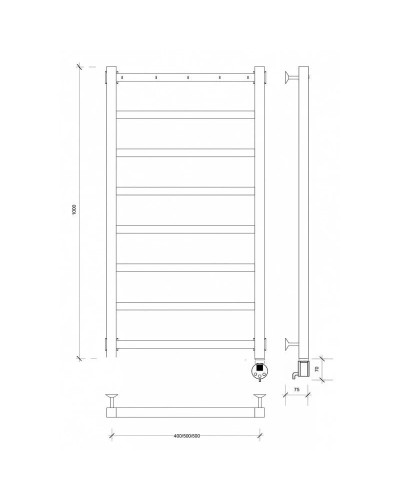 Полотенцесушитель электрический 1070х630 ТЭН правый Secado Корсико 1К 4603777473112